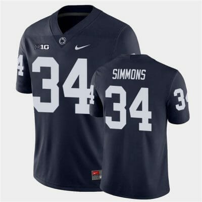 Penn State Shane Simmons Jersey #34 College Football Game Navy With Name