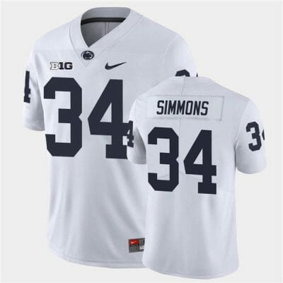 Penn State Shane Simmons Jersey #34 College Football Game White With Name