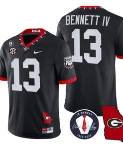 Stetson Bennett Jersey #13 Georgia Bulldogs Football Vince Dooley Patch Georgia Map Black