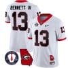 Stetson Bennett Jersey #13 Georgia Bulldogs Football Vince Dooley Patch Georgia Map White