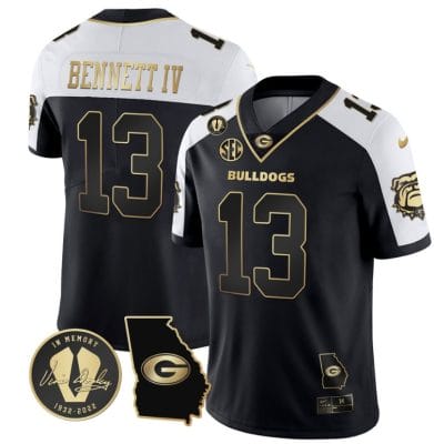 Stetson Bennett Jersey #13 Georgia Bulldogs Football Vince Dooley Patch Georgia Map Alternate