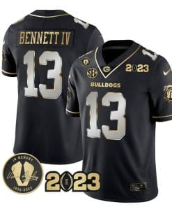 Stetson Bennett Jersey #13 Georgia Bulldogs Football 2023 and Vince Dooley Patch Black Limited