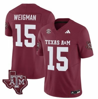 Texas A&M Aggies Conner Weigman Jersey #15 Vapor Limited College Football Maroon 10 Texas A&M Aggies Conner Weigman Jersey #15 Vapor Limited College Football Maroon