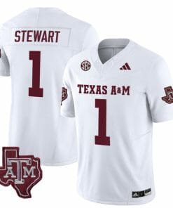 Texas A&M Aggies Evan Stewart Jersey #1 Vapor Limited College Football White