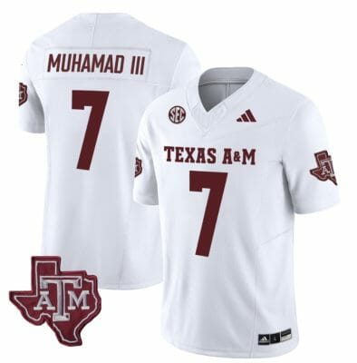 Texas A&M Aggies Moose Muhammad III Jersey #7 Vapor Limited College Football White 10 Texas A&M Aggies Moose Muhammad III Jersey #7 Vapor Limited College Football White