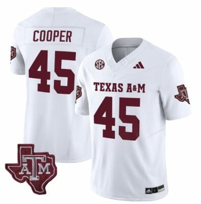 Texas A&M Aggies Edgerrin Cooper Jersey #45 Vapor Limited College Football White 10 Texas A&M Aggies Edgerrin Cooper Jersey #45 Vapor Limited College Football White