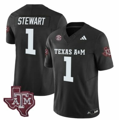 Texas A&M Aggies Evan Stewart Jersey #1 Vapor Limited College Football Black