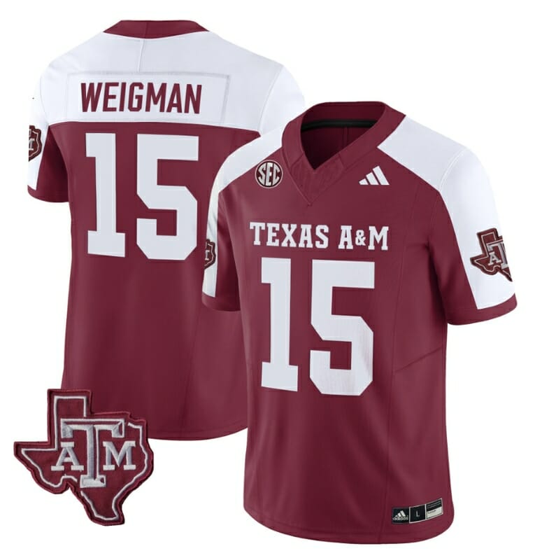 Texas A&M Aggies Conner Weigman Jersey #15 Vapor Limited College Football Alternate 1 Texas A&M Aggies Conner Weigman Jersey #15 Vapor Limited College Football Alternate