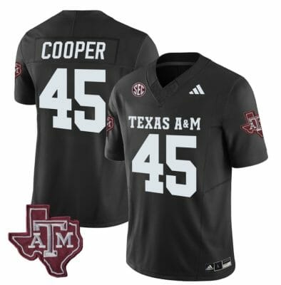 Texas A&M Aggies Edgerrin Cooper Jersey #45 Vapor Limited College Football Black 10 Texas A&M Aggies Edgerrin Cooper Jersey #45 Vapor Limited College Football Black