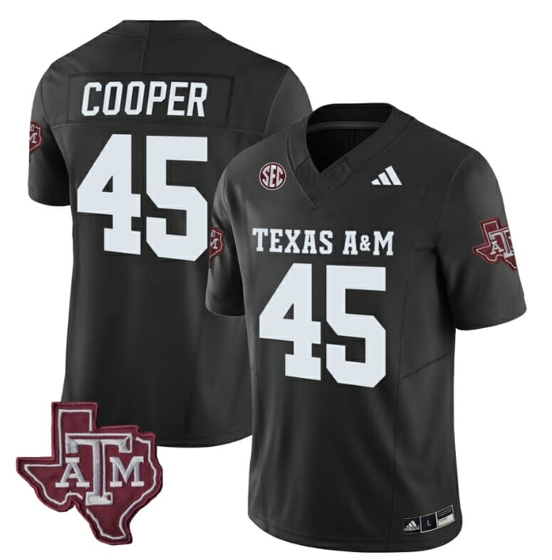 Texas A&M Aggies Edgerrin Cooper Jersey #45 Vapor Limited College Football Black 1 Texas A&M Aggies Edgerrin Cooper Jersey #45 Vapor Limited College Football Black