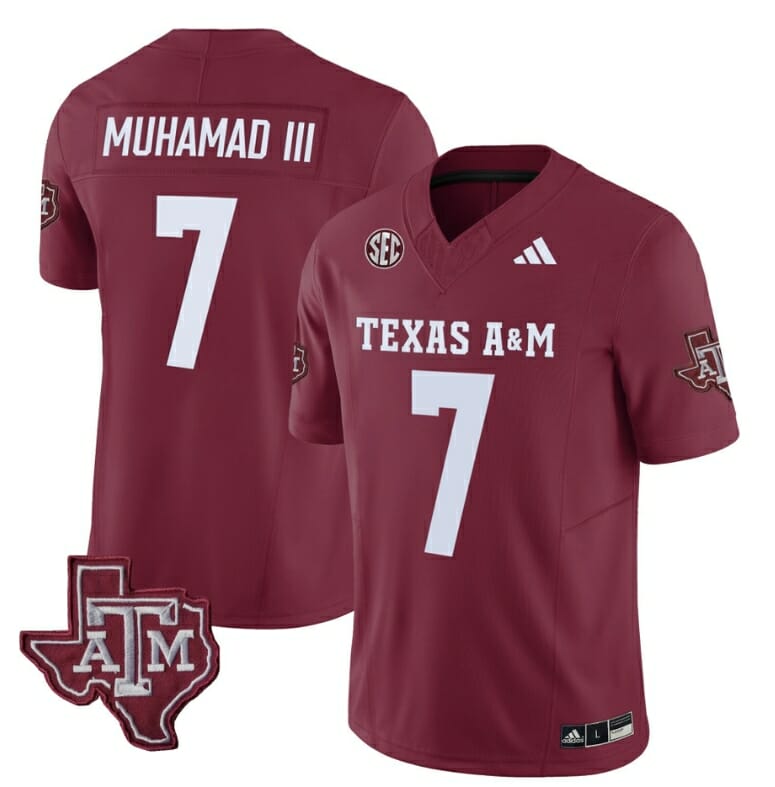 Texas A&M Aggies Moose Muhammad III Jersey #7 Vapor Limited College Football Maroon 1 Texas A&M Aggies Moose Muhammad III Jersey #7 Vapor Limited College Football Maroon