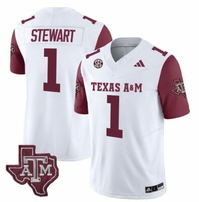 Texas A&M Aggies Evan Stewart Jersey #1 Vapor Limited College Football Maroon Sleeves 10 Texas A&M Aggies Evan Stewart Jersey #1 Vapor Limited College Football Maroon Sleeves