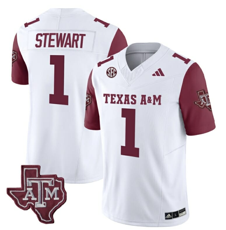 Texas A&M Aggies Evan Stewart Jersey #1 Vapor Limited College Football Maroon Sleeves 1 Texas A&M Aggies Evan Stewart Jersey #1 Vapor Limited College Football Maroon Sleeves