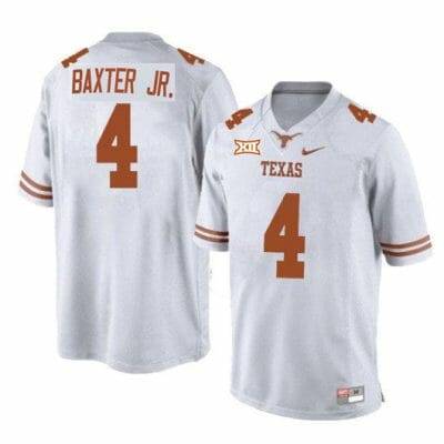 Texas Longhorns Cedric Baxter Jr Jersey #4 College Football White