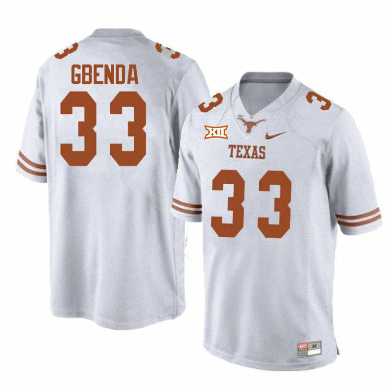 Texas Longhorns David Gbenda Jersey #33 College Football White 1 Texas Longhorns David Gbenda Jersey #33 College Football White