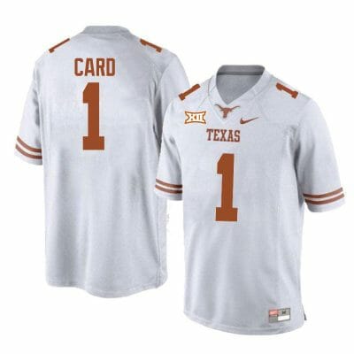 Texas Longhorns Hudson Card Jersey #1College Football White 10 Texas Longhorns Hudson Card Jersey #1College Football White