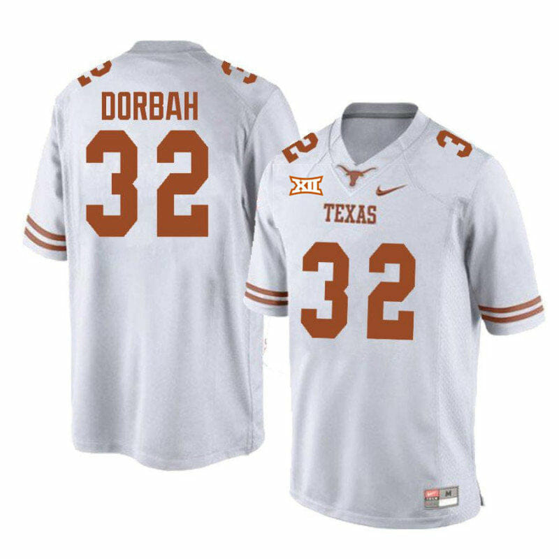 Texas Longhorns Prince Dorbah Jersey #32 College Football White 1 Texas Longhorns Prince Dorbah Jersey #32 College Football White