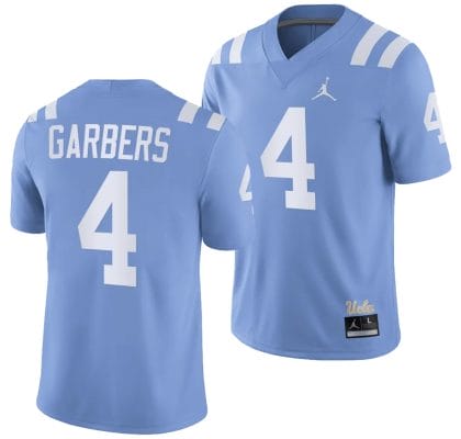 UCLA Bruins Ethan Garbers Jersey #4 Alternate Game Light Blue Football Uniform