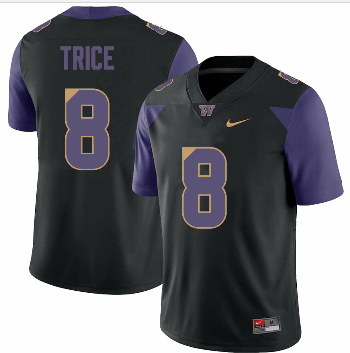 Washington Huskies Bralen Trice Jersey #8 College Football Premier Black 1 Washington Huskies Bralen Trice Jersey #8 College Football Premier Black