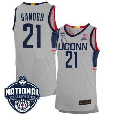 Adama Sanogo Jersey #21 UConn Huskies 2023 National Champions College Basketball Gray 8 Adama Sanogo Jersey #21 UConn Huskies 2023 National Champions College Basketball Gray