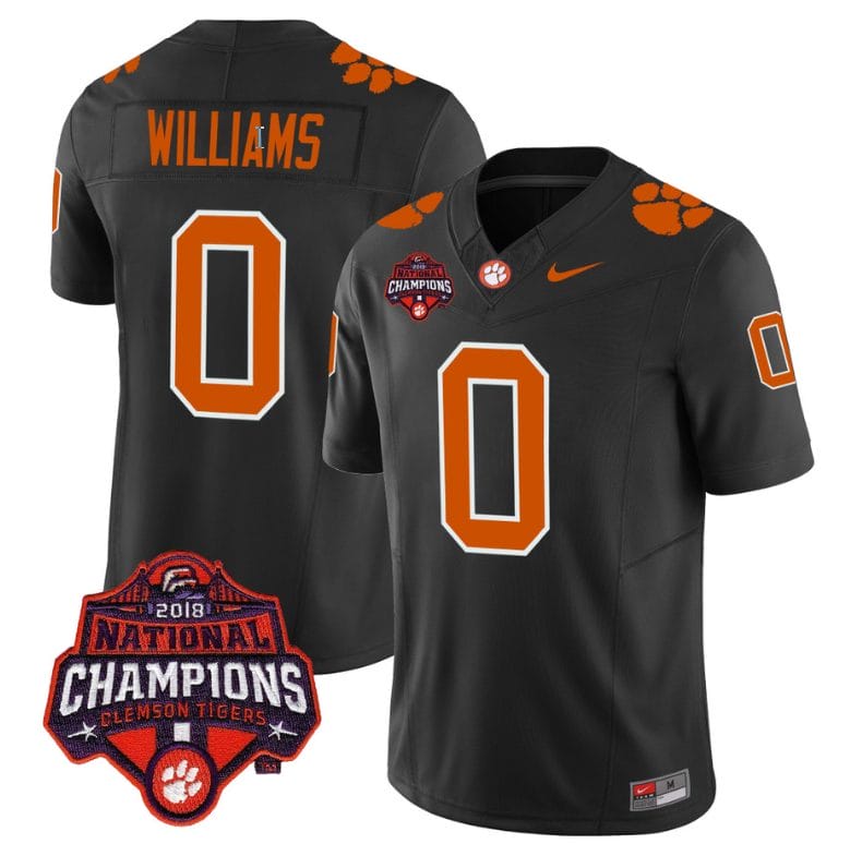Antonio Williams Jersey #0 Clemson Tigers Vapor Limited Champions Patch College Football Stitched Black 1 Antonio Williams Jersey #0 Clemson Tigers Vapor Limited Champions Patch College Football Stitched Black