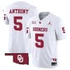 Andrel Anthony Jersey #5 Oklahoma Sooners Vapor Limited College Football Stitched White