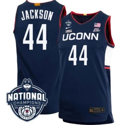 Andre Jackson Jersey #44 UConn Huskies 2023 National Champions College Basketball Navy 8 Andre Jackson Jersey #44 UConn Huskies 2023 National Champions College Basketball Navy
