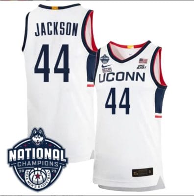 Andre Jackson Jersey #44 UConn Huskies 2023 National Champions College Basketball White Home