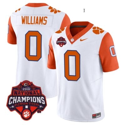Antonio Williams Jersey #0 Clemson Tigers Vapor Limited Champions Patch College Football Stitched Orange Sleeves 8 Antonio Williams Jersey #0 Clemson Tigers Vapor Limited Champions Patch College Football Stitched Orange Sleeves