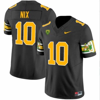 Bo Nix Jersey #10 Oregon Ducks ‘Mighty Oregon’ 1984 Throwback Football Uniforms Black