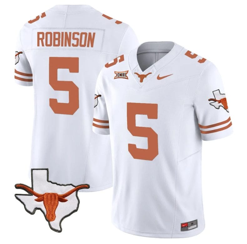 Bijan Robinson Jersey #5 Texas Longhorn Vapor Limited College Football White 1 Bijan Robinson Jersey #5 Texas Longhorn Vapor Limited College Football White