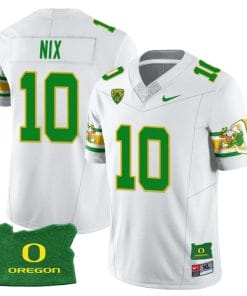 Bo Nix Jersey #11 Oregon Ducks ‘Mighty Oregon’ Throwback Football Uniforms Oregon State Patch White