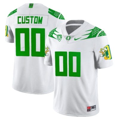 Custom Oregon Ducks Jersey Duck Logo Name and Number Football White