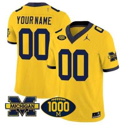 Custom Michigan Wolverines Jersey Name and Number 1000 Wins Patch Vapor College Football Maize 8 Custom Michigan Wolverines Jersey Name and Number 1000 Wins Patch Vapor College Football Maize