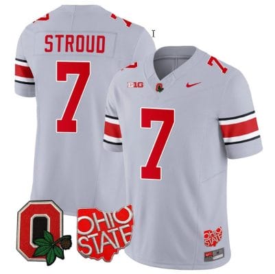 CJ Stroud Jersey #7 Ohio State Buckeyes College Football Stitched Logo Patch Gray