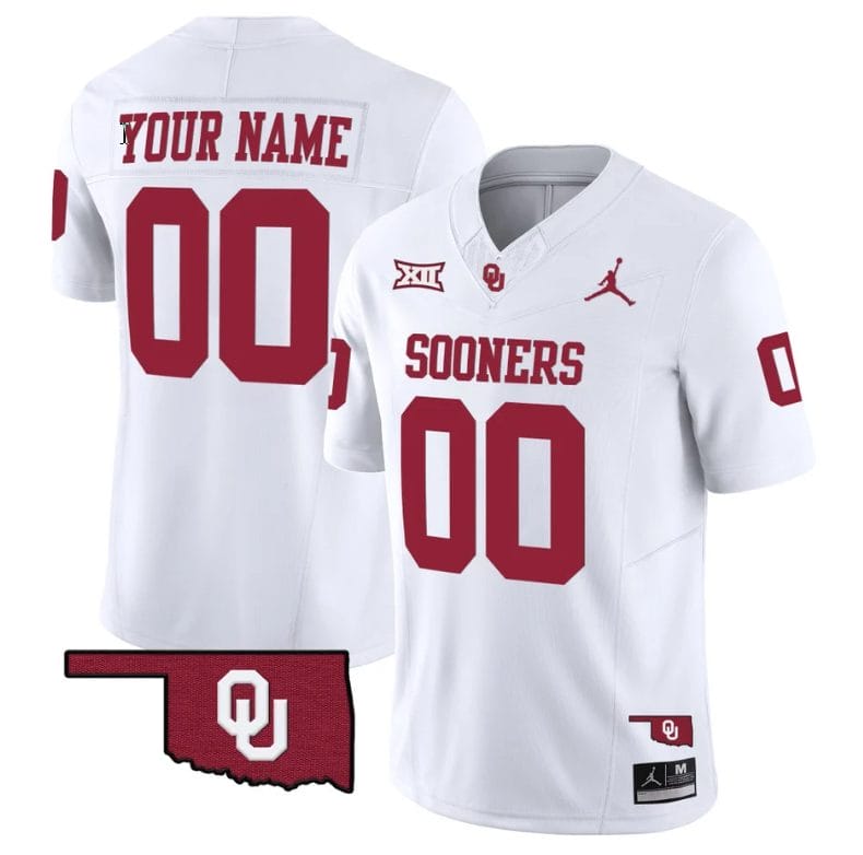 Custom Oklahoma Sooners Jersey Name and Number Vapor Limited College Football Stitched White 1 Custom Oklahoma Sooners Jersey Name and Number Vapor Limited College Football Stitched White