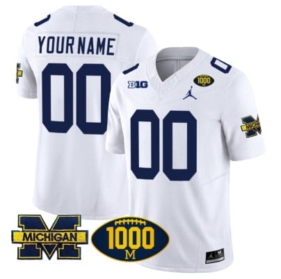 Custom Michigan Wolverines Jersey Name and Number 1000 Wins Patch Vapor Limited Football White 8 Custom Michigan Wolverines Jersey Name and Number 1000 Wins Patch Vapor Limited Football White