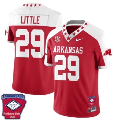 Cam Little Jersey #29 Arkansas Razorback Football Arkansas Patch Red Sleeves