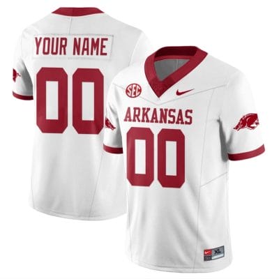 Custom Arkansas Razorback Jersey Name and Number Football All Stitched White 10 Custom Arkansas Razorback Jersey Name and Number Football All Stitched White