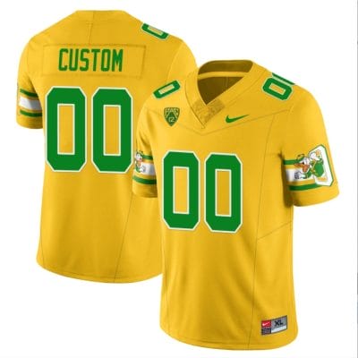Custom Oregon Ducks Jersey Name and Number ‘Mighty Oregon’ Throwback Football Style 1 Yellow