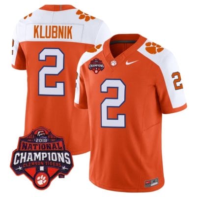 Cade Klubnik Jersey #2 Clemson Tigers Vapor Limited Champions Patch College Football Stitched Alternate 8 Cade Klubnik Jersey #2 Clemson Tigers Vapor Limited Champions Patch College Football Stitched Alternate