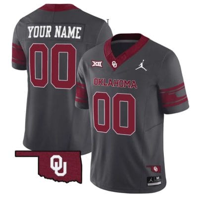 Custom Oklahoma Sooners Jersey Name and Number Vapor Limited College Football Stitched Anthracite