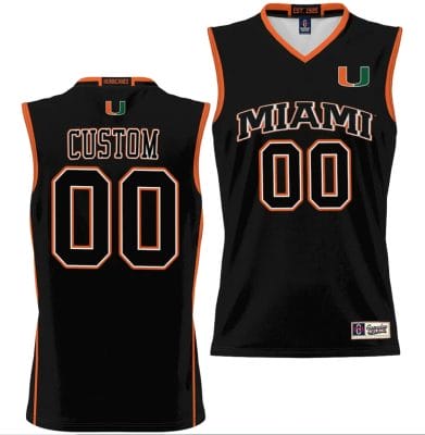 Custom Miami Hurricanes Jersey Name and Number NIL College Basketball Lightweight Black