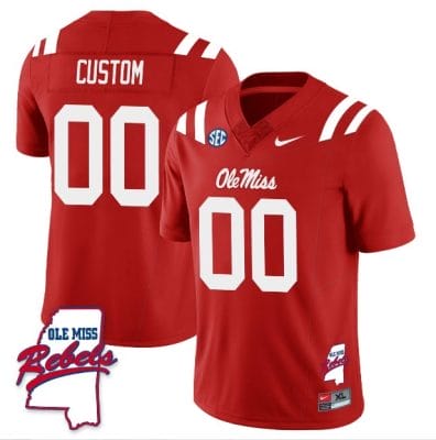 Custom Ole Miss Rebels Jersey Name and Number Football All Stitched Red Rebels Map 10 Custom Ole Miss Rebels Jersey Name and Number Football All Stitched Red Rebels Map