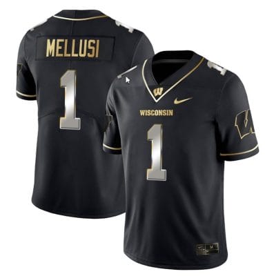 Chez Mellusi Jersey #1 Wisconsin Badgers Gold Vapor College Football Black Limited 8 Chez Mellusi Jersey #1 Wisconsin Badgers Gold Vapor College Football Black Limited