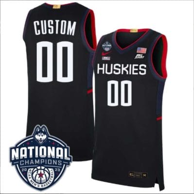 Custom UConn Huskies Basketball Jersey Name and Number 2023 National Champions College Basketball Black