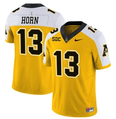 Christan Horn Jersey #13 Appalachian State Mountaineers Vapor Limited College Football Yellow Alternate