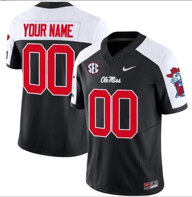 Custom Ole Miss Rebels Jersey Name and Number Football Vapor Limited All Stitched Black Alternate