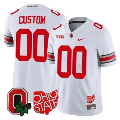 Custom Ohio State Buckeyes Jersey Name and Number College Football Stitched Logo Patch White 8 Custom Ohio State Buckeyes Jersey Name and Number College Football Stitched Logo Patch White
