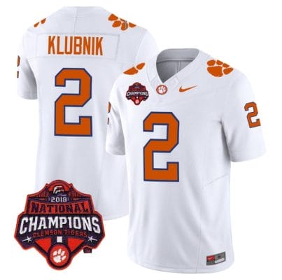 Cade Klubnik Jersey #2 Clemson Tigers Vapor Limited Champions Patch College Football Stitched White